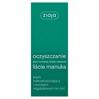 Ziaja Manuka Blaetter Nachtcreme, Mikro-Peeling mit Mandelsaeure, 50 ml