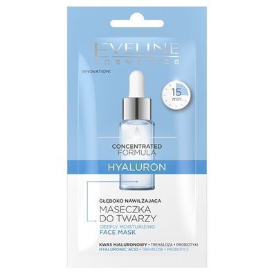 Eveline Cosmetics Hyaluron Feuchtigkeitsmaske Intensiv, 8 ml - Geschmeidige Haut