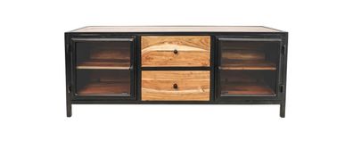 TV Lowboard Kingston 140 x 90 x 40 cm Akazie und Eisen