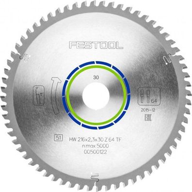 Festool Spezial-Sägeblatt 216x2,3x30 TF64 Nr. 500122