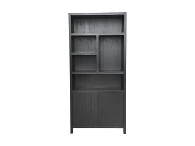 Wandschrank Furniert Schwarz Teakholz 100x42x215 cm