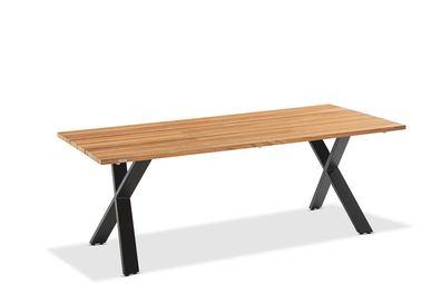 Gartentisch Noha 200x95 Tischplatte Teakholz X-Gestell Aluminium Anthrazit
