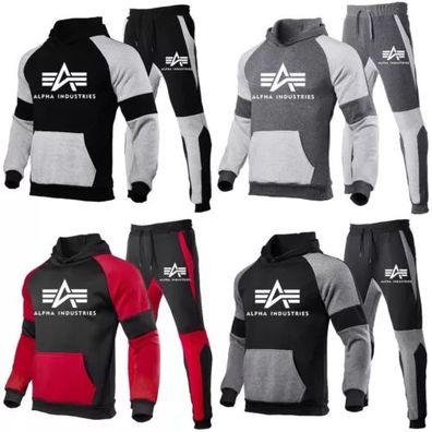 Sportanzug Alpha Industries Herren Hoodie Anzug Casual Jogginganzug Sportswear