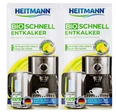 Heitmann Entkalker 50g fuer Kaffeemaschinen und Wasserkocher, 2 Beutel a 25g