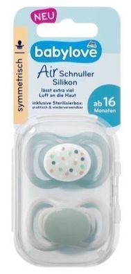 Babylove Air Silikon Schnuller Symmetrisch, Gruen, Gr. 3, 2er Pack, Ab 16 Monaten