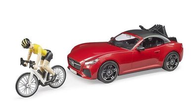 Bruder 03485 Roadster mit 1 Rennrad und Radfahrerin