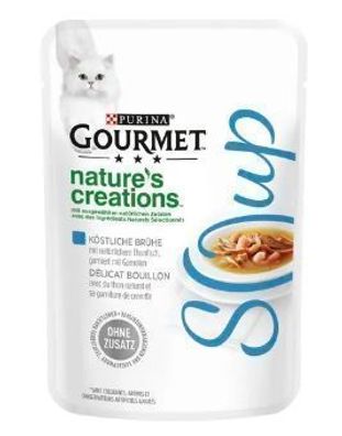 Purina Gourmet, Katzensuppe mit natuerlichem Thunfisch und Garnelen, 40g