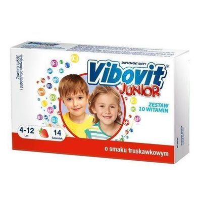 Vibovit Junior Erdbeergeschmack für Kinder von 4 bis 12 Jahren, 14 Beutel