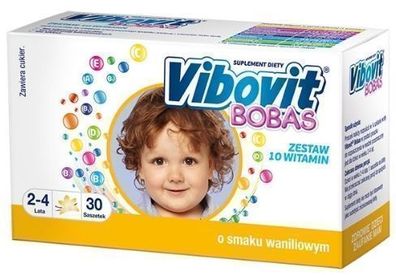 Vibovit Bobas Vanille-Geschmack für Kinder im Alter von 2 bis 4 Jahren, 30 Beute