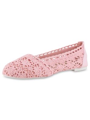 VAN HILL Klassische Bequeme Damen Ballerinas Spitze Flats Häkeloptik 810414