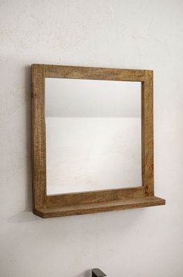 Spiegel mit Ablage 70x70cm 'Life' Mango massiv
