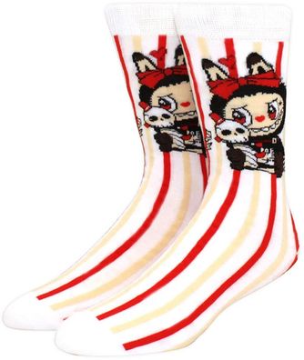 Labubu Unisex Socken - Manga-Monster - Weiß/Rot/Schwarz - 37-46