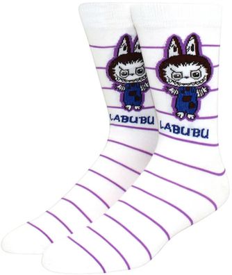 Labubu Unisex Socken - Manga-Monster - Weiß/Blau/Lila - 37-46
