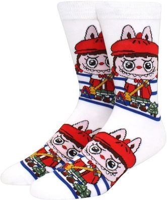 Labubu Unisex Socken - Manga-Monster - Weiß/Blau/Rosa/Rot - 37-46