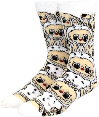 Labubu Unisex Socken - Manga-Monster - Weiß/Schwarz/Beige - 37-46