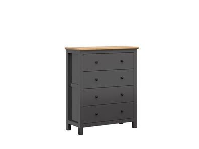 Kommode mit Schubladen Hesen - Schubladenschrank - Sideboard - Graphit + Eiche Dekor