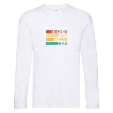 Ehemann | Papa | Camper | Held | Camping | Natur Long Sleeve Weiß