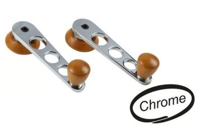 2x Fensterheber Fensterkurbel Chrome Walnuss für VW Käfer 08/67-12/86 Karmann Ghia
