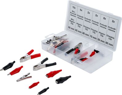 Krokodilklemmen-Sortiment, Aligator-Clip und Charging-Clip, 28-tlg