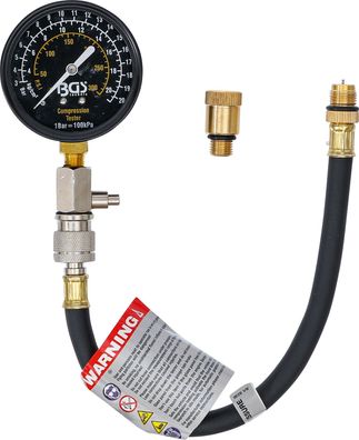 BGS Kompressionstester M12 + M14 Benzinmotor Kompressionsprüfer 21 Bar