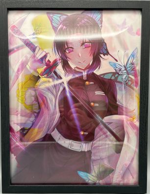 3D-Bild/Effekt- Demon Slayer-Mitsuri, Shinobu-30x40cm-mit Rahmen