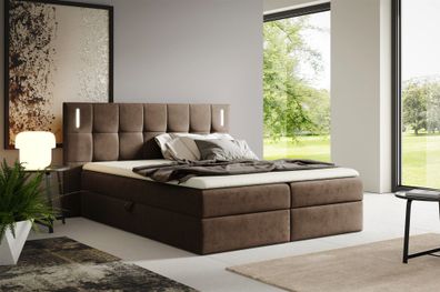 Boxspringbett Schlafzimmerbett MARTIM Premium 120x200cm Stoff Fresh Braun
