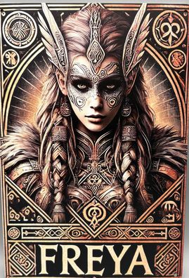 Blechschild-Wikinger-Göttin Freya-Nordische Mythologie-20x30cm-Bar-Deko