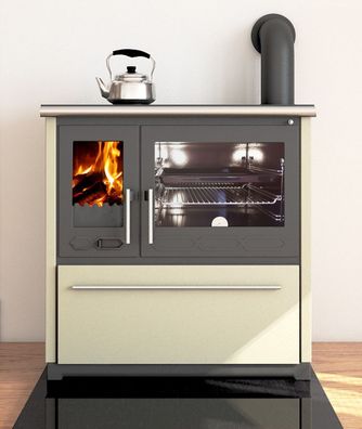 Plamen EEK A+ 850 Glas N – Küchenofen Holzherd 8 kW Creme (rechte Ausführung)