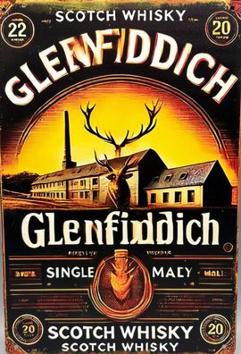 Blechschild-Whisky-Glenfiddich-Single Malt Scotch Whisky-20x30cm-Bar-Deko
