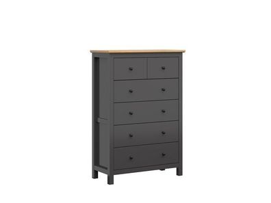 Kommode mit Schubladen Hesen - Schubladenschrank - Sideboard - Graphit + Eiche Dekor