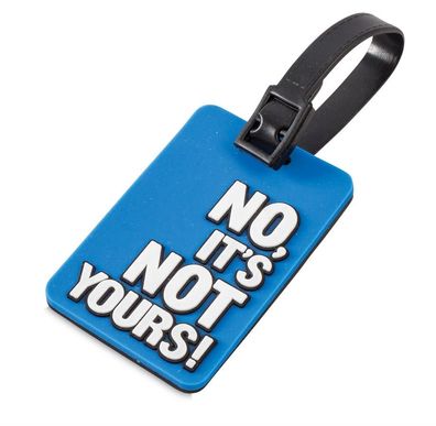 2 ausgefallene Kofferanhänger "no its not yours" blau