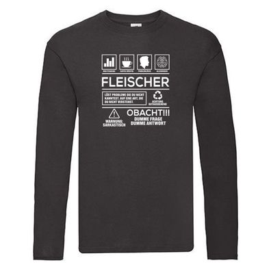 Achtung Probleme: Fleischer | Spruch Beruf | Schlachterei Long Sleeve Schwarz