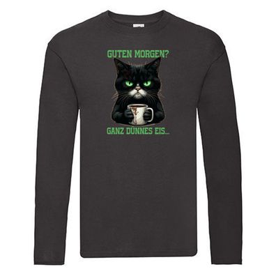 Guten Morgen ganz dünnes Eis | Böse Katze Long Sleeve Schwarz