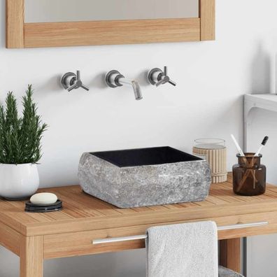 vidaXL Waschbecken Schwarz 30x30x13 cm Marmor