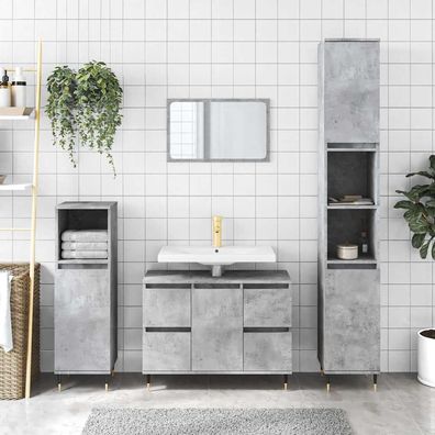 vidaXL Badschrank Betongrau 80x33x60 cm Holzwerkstoff