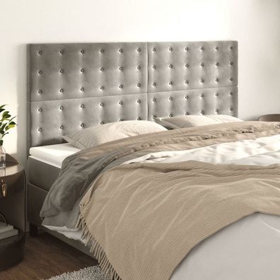 vidaXL Kopfteil Hellgrau 200 x 5 x 118/128 cm Samt