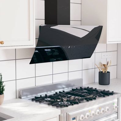 vidaXL Dunstabzugshaube 90 cm Stahl und Hartglas Schwarz