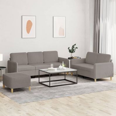 vidaXL 3-tlg. Sofagarnitur mit Kissen Taupe Stoff