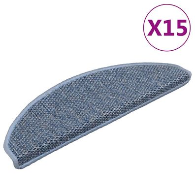 vidaXL Treppenmatten Selbstklebend Sisal-Optik 15 Stk. 65x21x4 cm Blau
