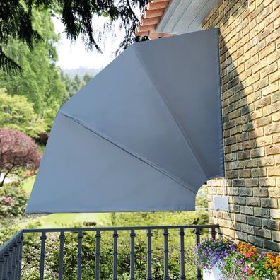 vidaXL Faltbarer Balkonfächer Grau 210×210 cm