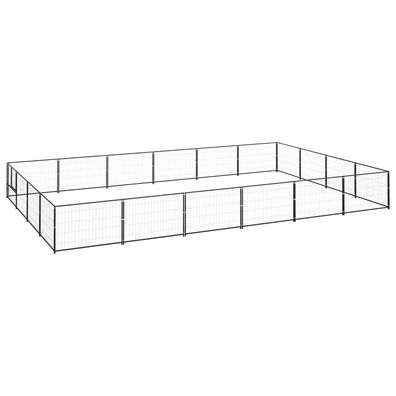 vidaXL Hundezwinger Schwarz 24 m² Stahl