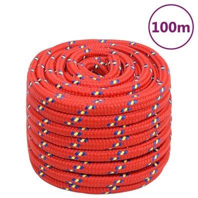 vidaXL Bootsseil Rot 20 mm 100 m Polypropylen