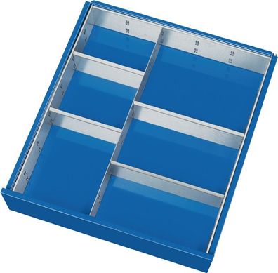 Schubladenunterteilungsmaterial Front-H.120-150mm 1 Trenn- u.4 Steckw. PROMAT