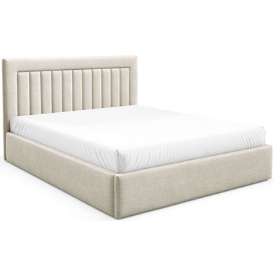Selsey Averin - Polsterbett 140x200 mit Bettkasten, hellbeige Velours