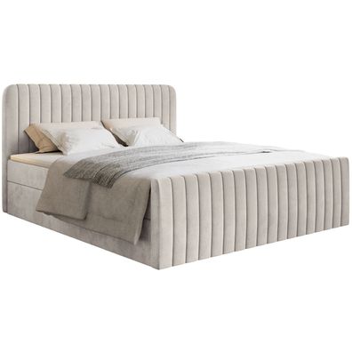 Selsey Saliano - Boxspringbett 200x200 mit Bettkasten, Topper und Samtbezug, Beige