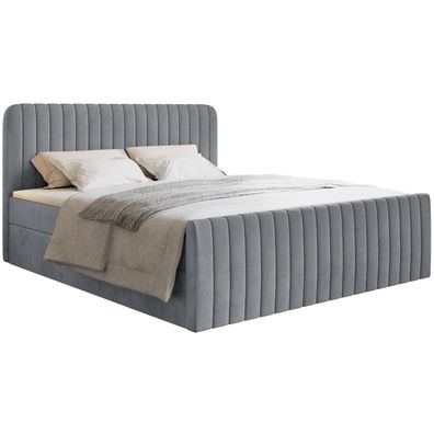 Selsey Saliano - Boxspringbett 200x200 mit Bettkasten, Topper und Samtbezug, Grau
