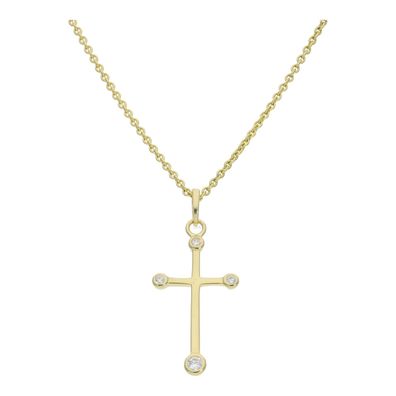Kreuz Anhänger Gold 333 JL20-02-1194 mit Zirkonia, Made in Germany