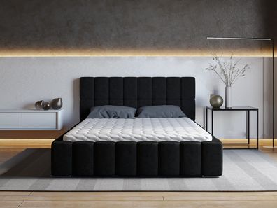 FURMEB24 Exklusives Polsterbett ALMOS - Designbett mit Lattenrost - Stoff Coral