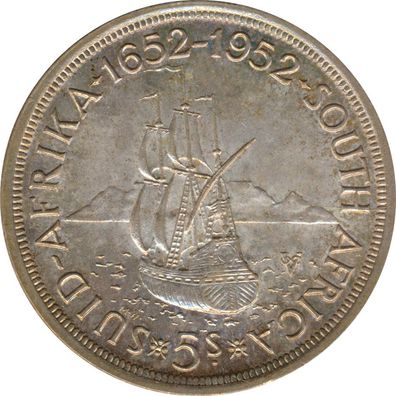 S?üdafrika 5 Shillings 1952 300 Jahre Kapstadt Silber*