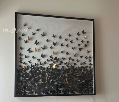 Wandbild Butterfly Schmetterling 3D eingerahmt schwarz Wohnkultur Wandobjekt neu